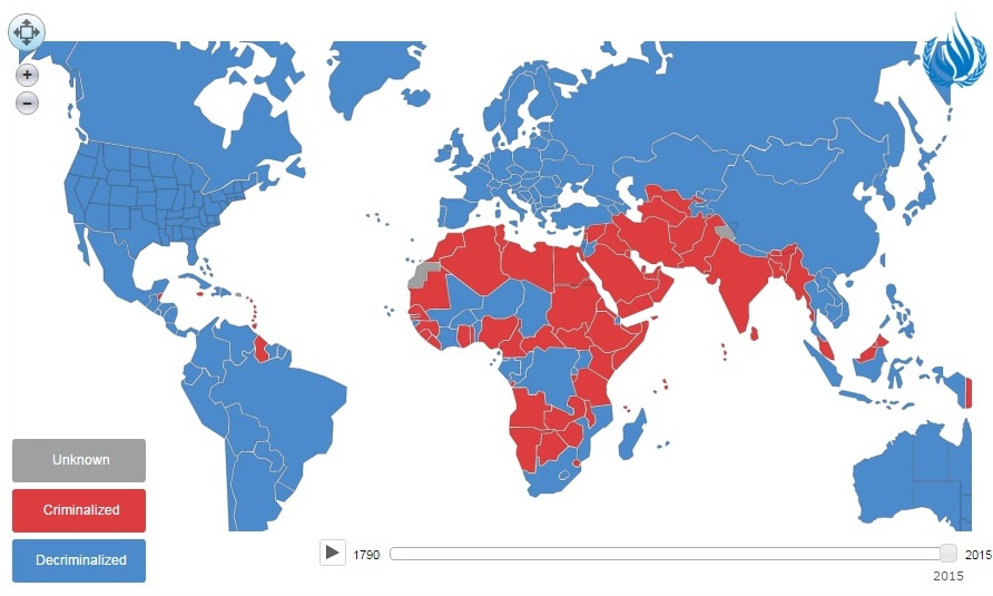 Mapa animado da ONU mostra quando deixou de ser crime ser gay pelo mundo