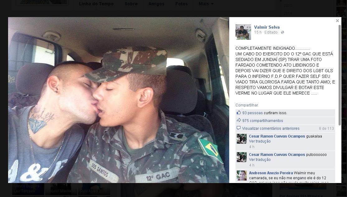 homofobia exército gay beijo