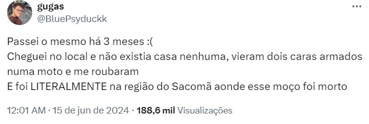 Casos de roubos a gays no Sacomã, em São Paulo