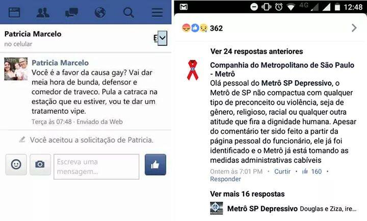 Segurança do metrô posta comentário transfóbico no Facebook